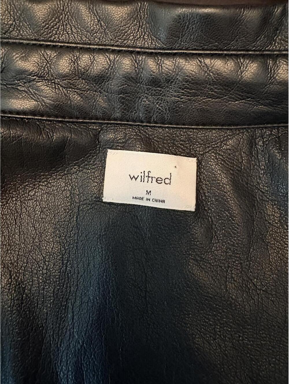 Aritzia Wilfred Black Vegan Leather Ganna Shirt Dress M